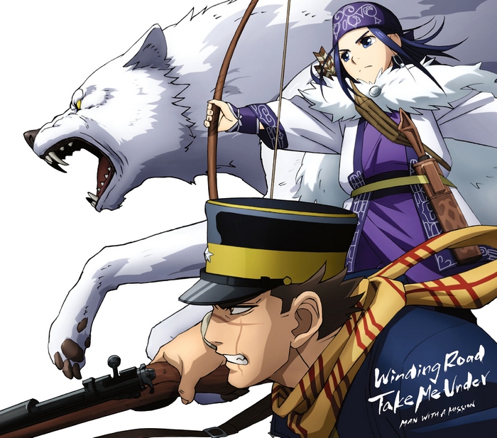 Asirpa and Sugimoto from Golden Kamuy with wolf