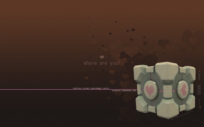 Companion Cube from Portal with hearts