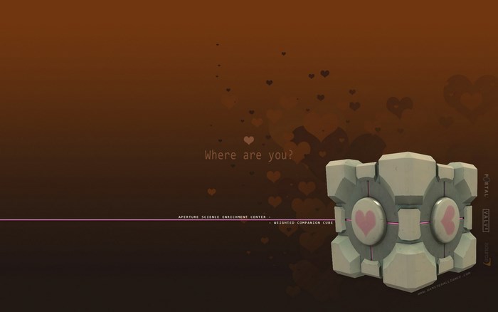 Companion Cube from Portal with hearts