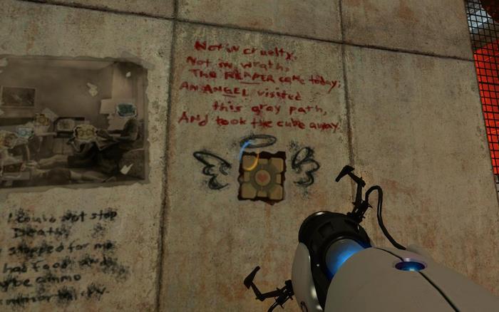 Companion Cube from Portal with Graffiti