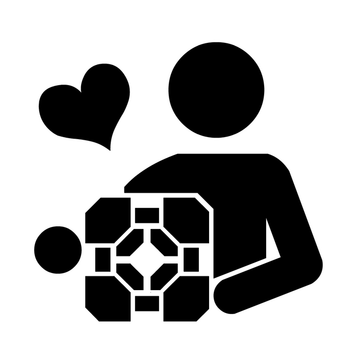 Companion Cube from Portal with Heart