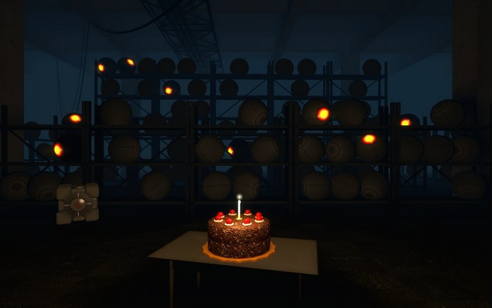 Companion Cube from Portal with a cake