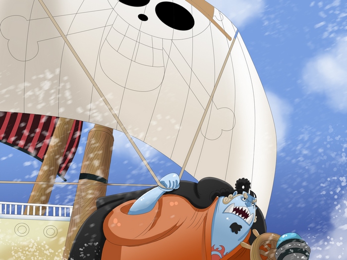 Jinbe from One Piece on a ship