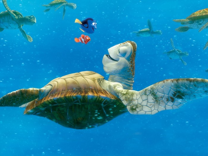 Dory and Nemo with sea turtles