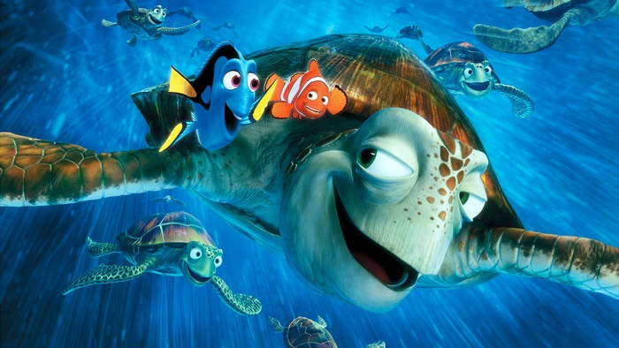 Dory and Nemo from Finding Nemo with turtles