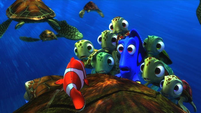 Dory and Nemo with sea turtles