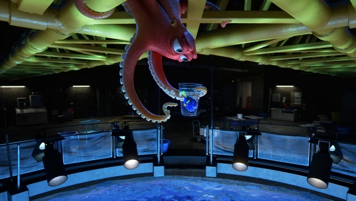 Hank the Octopus holding Dory from Finding Dory