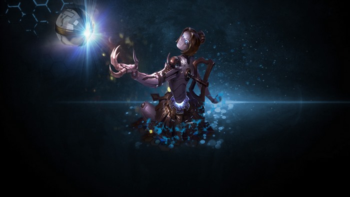 Orianna from League of Legends with a glowing orb