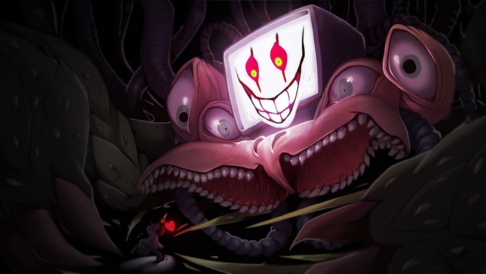 Flowey from Undertale in a terrifying form