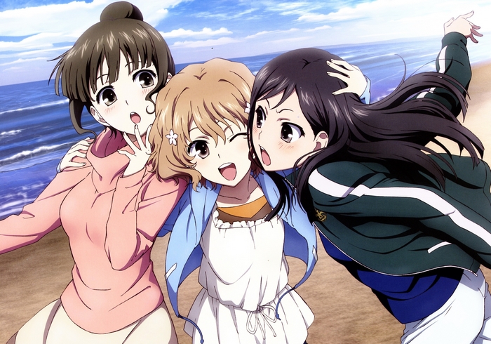 Three girls on a beach