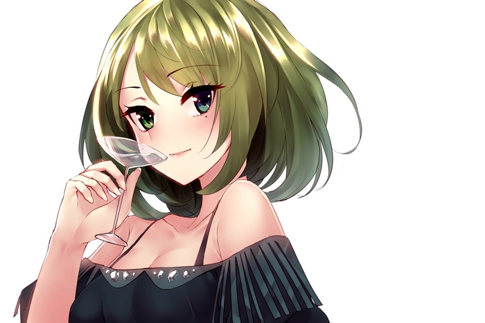 Kaede Takagaki holding a glass