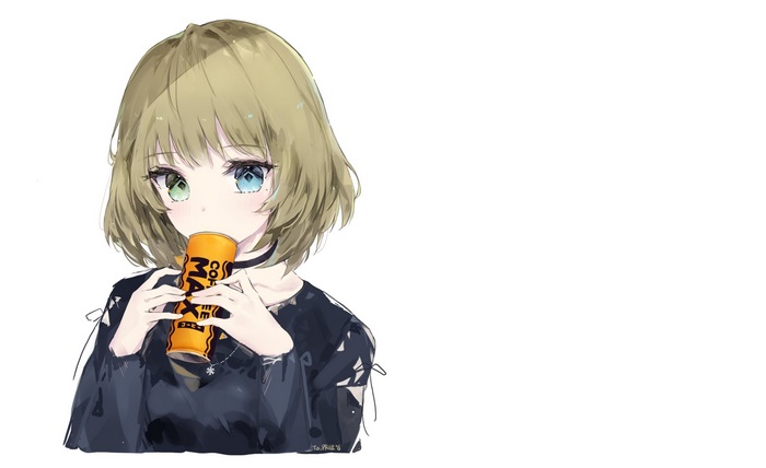 Kaede Takagaki drinking from a can