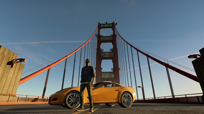 Marcus Holloway from Watch Dogs 2 on Golden Gate Bridge