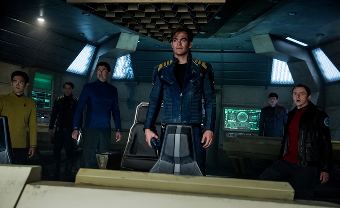 Star Trek characters on the bridge