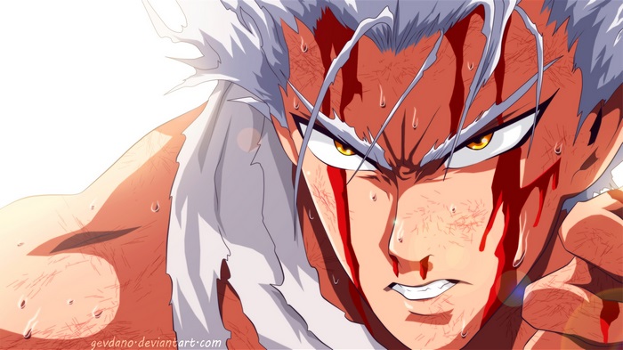 Intense Battle-Ready Garou from One-Punch Man