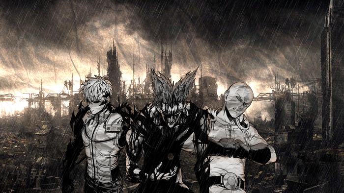Genos, Garou, and Saitama from One-Punch Man