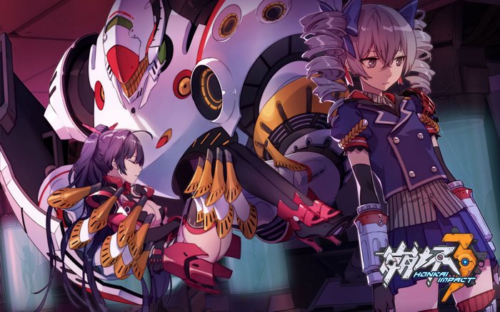 Bronya Zaychik from Honkai Impact 3rd with a mech
