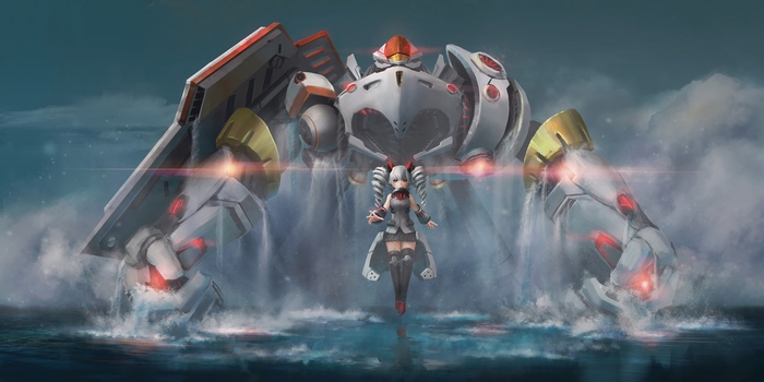 Bronya Zaychik with a giant mech