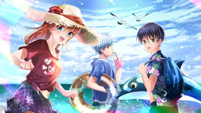 Three friends enjoying a summer day at the beach