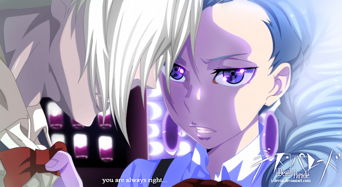 Decim and a woman from Death Parade