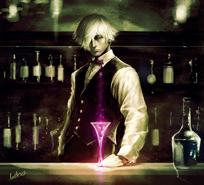 Decim from Death Parade at a bar