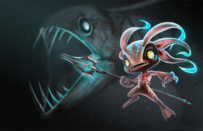 Fizz from League of Legends with a large fish