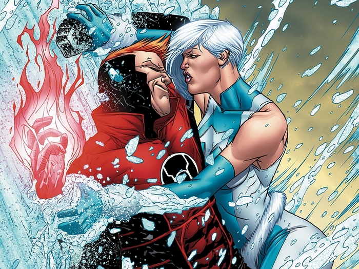 Red Lantern and Frosty fighting