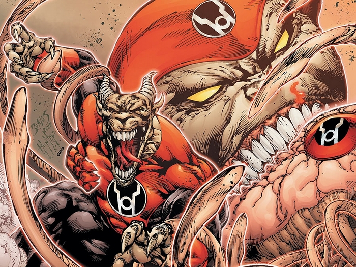 Red Lanterns with demonic features and tentacles