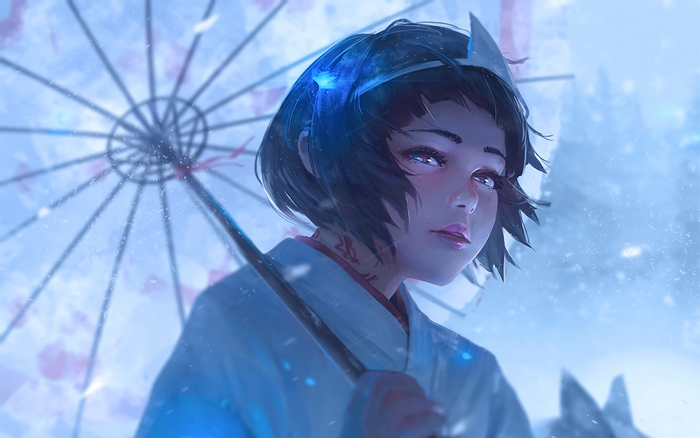 Nora from Noragami holding an umbrella