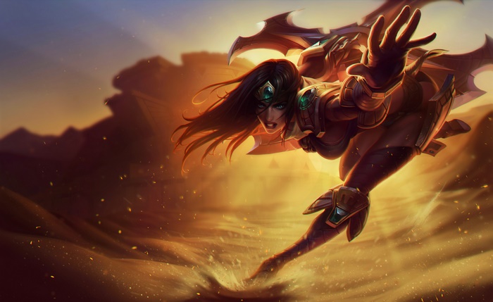 Sivir from League of Legends in a desert