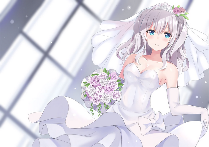 Kashima from Kancolle in a wedding dress