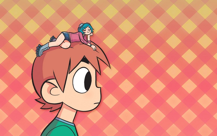 Ramona Flowers on Scott Pilgrim's head