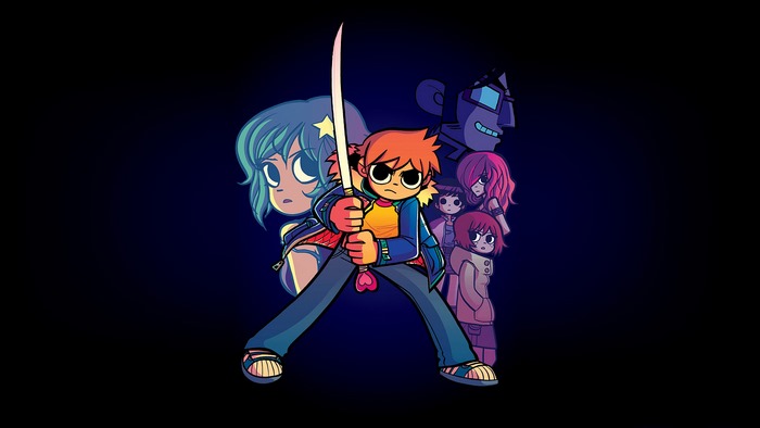 Scott Pilgrim characters with swords