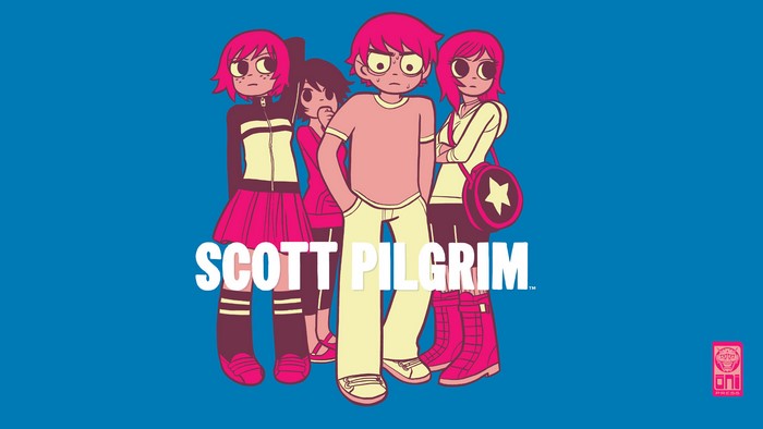 Scott Pilgrim characters with "Scott Pilgrim" text