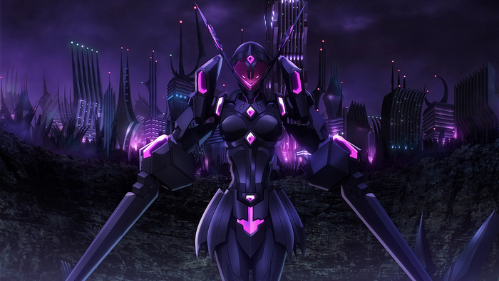 Black Lotus robot in futuristic city