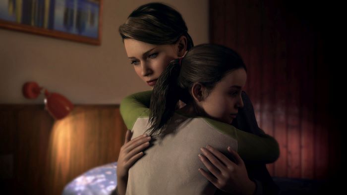 Kara from Detroit: Become Human hugging a young girl