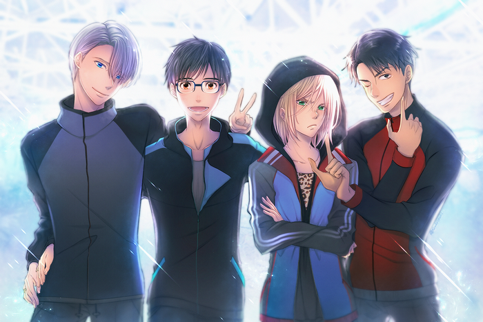 Yuri!!! on Ice characters posing
