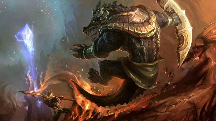 Renekton from League of Legends fighting