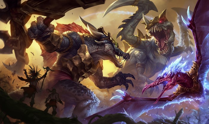 Renekton and other creatures in battle