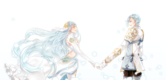 Azura and male Corrin from Fire Emblem