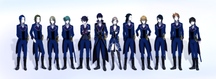 Group of men in blue uniforms