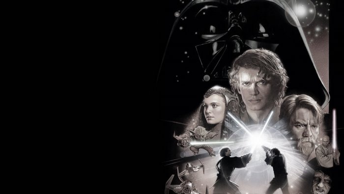 Star Wars characters including Darth Vader, Anakin Skywalker, Padmé Amidala, Obi-Wan Kenobi, Yoda, and Luke Skywalker
