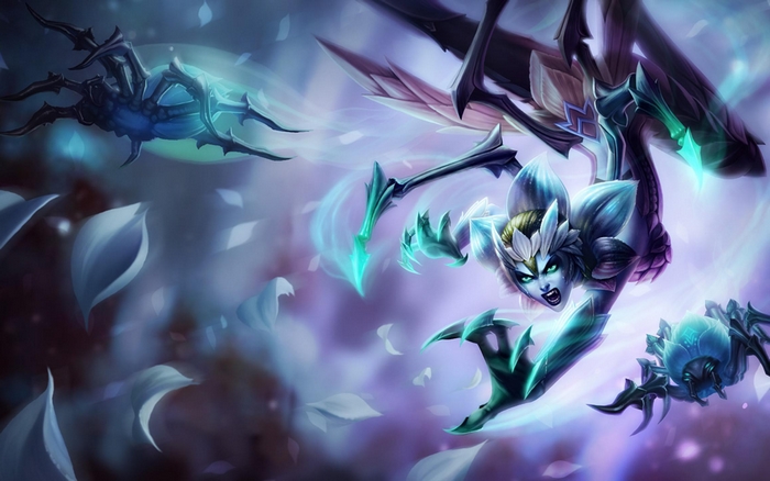 Elise from League of Legends with spiderlings