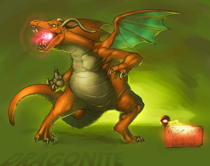 Dragonite breathing fire