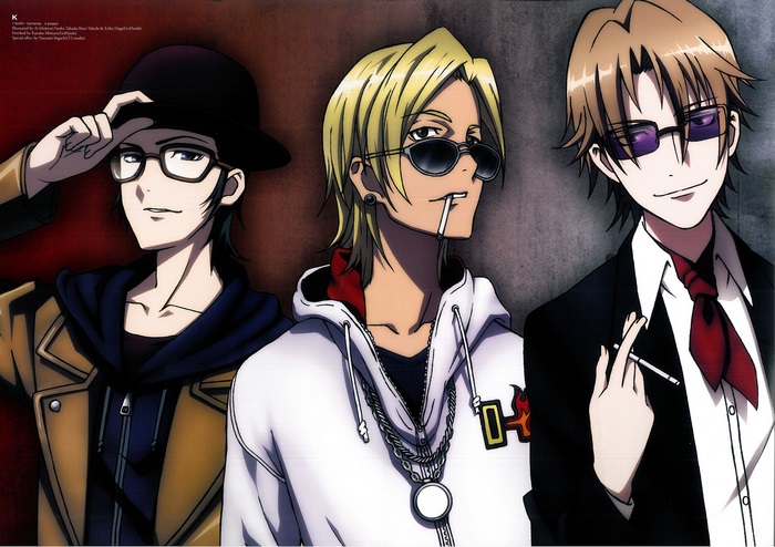 Izumo Kusanagi and two other men from K
