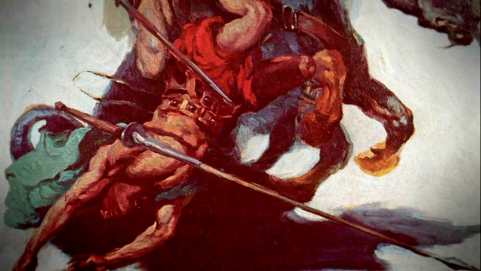 John Carter fighting a creature