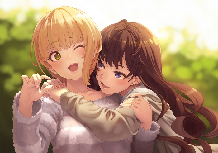 Shiki Ichinose hugging another girl