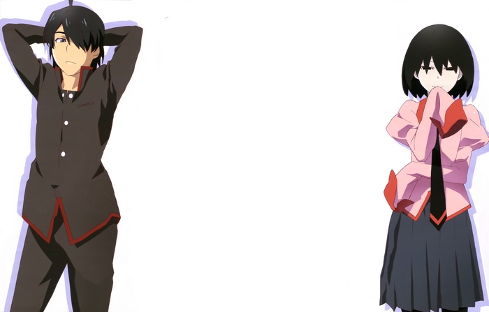 Koyomi Araragi and Ougi Oshino from Monogatari Series