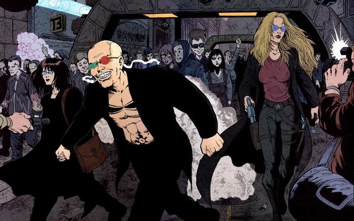 Spider Jerusalem and crowd