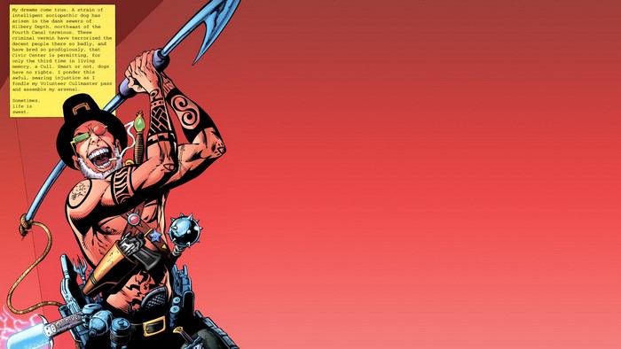 Spider Jerusalem with a weapon